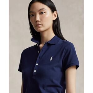 New Polo Ralph Lauren Slim Fit Stretch Shirt Navy Blue Woman XL MSRP $125